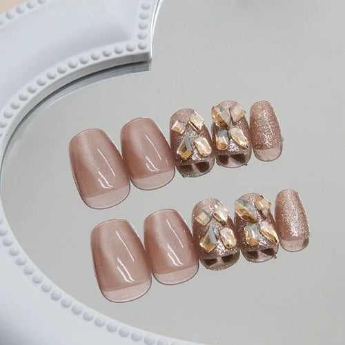 24 Square Short Fake Nails +1 Nail File +1 Piece of Jelly Glue